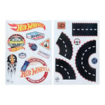 Hot Wheels Official Licensed Personalised Kids' Room Wall Decals by Paladone, Reusable Toy Car Track, Playroom Wall Sticker Decorations, Includes Speedway Roads, Cars, Racing Flags, Letters, and Signs