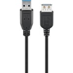 USB 3.0 förlängningskabel, svart, 2m