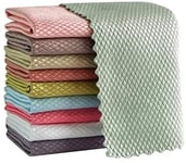Nanoscale Streak-Free Miracle Cleaning Cloths, New Fish Scale Microfiber Polishing Cleaning Cloth, Wave Pattern Fish Scale Cloth Rag (10pcs)