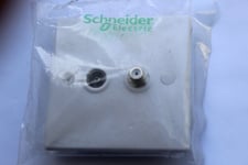 Schneider GU7040 Slimline White TV/FM Co-axial + F type satellite + screw covers