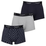 Ted Baker Mens 3 Pack Boxer Briefs - Navy/Heather Grey/Faded Geo Navy - M