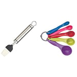KitchenCraft Professional Nylon Pastry Brush/Basting Brush, 20 cm (8") & Colourworks 5 Piece Measuring Spoon Set