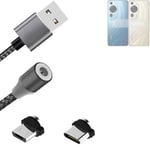 Magnetic charging cable for Huawei P60 Pro with USB type C and Micro-USB connect