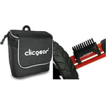 Clicgear Golf Trolley Accessory Bag, Black/White, 6" x 3.5" & Clicgear Trolley Club/Shoe Brush