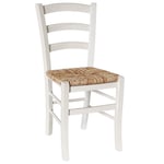 Chaise En Bois Venezia Blanche Avec Assise En Paille De Riz