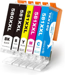 580 & 581 XXL Ink Cartridges Compatible for Canon PGI-580XXL CLI-581XXL Pixma T