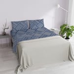 Italian Bed Linen DAFNE Printed Microfibre Bed Set, Citylife Blue, Double