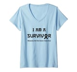 Womens I am a Survivor Melanoma And Skin Cancer Awareness Survivor V-Neck T-Shirt