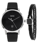 Hugo Boss Confidence Mens Black Watch 1570145 Leather (archived) - One Size