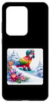 Coque pour Galaxy S20 Ultra Parrot Snowboards Casque de snowboard Motif fleurs glacées