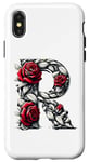 iPhone X/XS Red Rose Roses Flower Floral Design Monogram Letter R Case