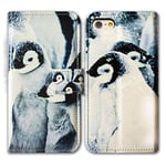 BCOV iPod Touch 7 Case,iPod Touch 6 Case, Cute Penguin Baby Mother Leather Flip Wallet Case Phone Cover with Card Slot Holder Kickstand For iPod Touch 7 6