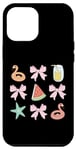 iPhone 14 Pro Max Pink And Orange Flamingo Floatie Bow Summer Beach Vibes Case