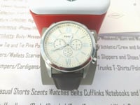 FOSSIL Wrist Watch Mens Quartz Chronograph Dk Brown Leather Watches BNITB R£129