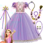 Disney Trassel Rapunzel Prinsessklänningar Flickor Cosplay Isabella Kostymer Barn Klänning Upp Karneval Festklänning Halloween Kläder 4T(Tag 110) 8pcs Dress set A