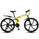 YHANS Adult Mountain Bikes,High Carbon Steel Thickened Frame Folding Bicycles Anti-Skid Tires Make The Ride Stable And Strong Grip Suitable for Cycling Enthusiasts, Office Workers,Yellow,21 speed