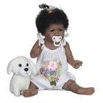 African American Silicone Baby Girl Doll In Black Full Body New