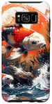 Galaxy S8+ two anime koi fish asian carp lucky goldfish sunset waves Case