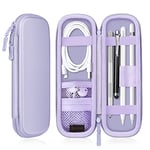 FINTIE Holder Case for Apple Pencil (1st and 2nd Generation), PU Leather Protective Carrying Bag Sleeve Compatible with Apple Pen Accessories, USB Cable, Earphone, Samsung Stylus, Lilac Purple