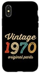 Coque pour iPhone X/XS Vintage 1970 Original Parts Birthday Lampe Italique