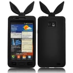 Samsung Funny Bunny (svart) Galaxy S2 Silikonskal