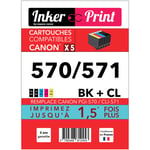 Pack de Cartouches d'encre recyclées compatibles avec CANON 570 / 571 XL (Noir et Couleurs) - Neuf