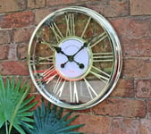 Wall Clock Round Wheel Roman Numerals Statement Piece Decor Silver Large 45cm