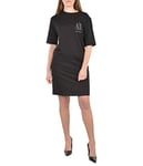 Armani Exchange Women's Studded Icon Logo T-Shirt Dress Casual, Black, S