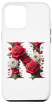 iPhone 14 Pro Max Red Rose Roses Flower Floral Design Monogram Letter N Case