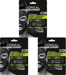 L'Oréal Men Expert Pure Charcoal Purifying Tissue Face Mask for Men 30G (Pack of
