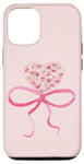 Coque pour iPhone 15 Nœud en ruban rose et coquette en forme de cœur rose sur rose pâle