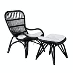 Venture Home Loungestol Ella Utomhus Lounge Chair - BLACK rattan / Offwhite Cushion. inc. Ot 1571-6012