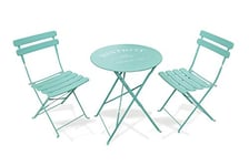 Galileo Casa BISTROT Ensemble Table et Deux chaises, Aigue-Marine