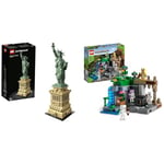 LEGO 21042 Architecture Statue of Liberty Model Building Kit, Collectable New York Souvenir Set & 21189 Minecraft The Skeleton Dungeon Set, Construction Toy for Kids with Cave