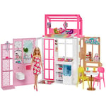 Barbie Coffret Maison et Poupée à 2 Niveaux entièrement meublée avec 4 Zones de Jeu, Chiot et Accessoires, Jouet Enfant, Dès 3 Ans, HHY40
