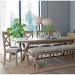 https://furniture123.co.uk/Images/BUNFOL10185177049_3_Supersize.jpg?versionid=7 Oak 8 Seater Extendable Dining Table with 4 Matching Chairs & Bench - Pegasus