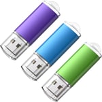 USB-minne 16 GB 3-pack Stort lagringsutrymme USB-minne USB 2.0 Flash-enhet Ke
