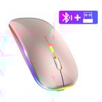 Souris de jeu USB aste sans fil,rétroéclairage LED,Bluetooth,2.4GHz,1600 ug I,souris pour ordinateur PC,ordinateur portable,tablette - Type Rose Gold #B