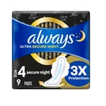 Always Ultra Secure Night Sanitary Towels With Wings Pack of 9 Pads ***