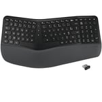 APM Clavier Ergonomique sans-Fil, Récepteur 2.4 GHz, Repose Poignet intégré, Clavier Français AZERTY, Conception en Deux Parties, Compatible avec PC Mac Ordinateur Portable, 100043