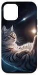 Coque pour iPhone 13 Pro Chaton drôle de chat dans l'espace mignon rétro art vintage
