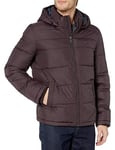 Tommy Hilfiger Men's Classic Hooded Puffer Jacket (Regular and Big & Tall Sizes) Down Alternative Outerwear Coat, Port, Large