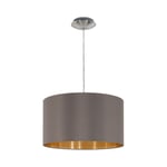 Pendant Light Colour Satin Nickel Shade Cappuccino Gold Fabric Bulb E27 1x60W