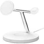 Belkin Boost Charge Pro 3-in-1 15W MagSafe Wireless Charging Stand (White)