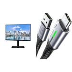 Samsung F24T450FQR - T45F Series - LED monitor - 24" - 1920 x 1080 Full HD & INIU USB C Charger Cable, [2m/3.1A] Type C Cable Fast Charging, Zinc Alloy Braided USB A to USB-C Phone Charger Cable