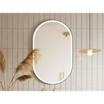 OZAIA Miroir de salle de bain lumineux ovale anti buée avec contour noir - 60 x 90 cm - ALARICO