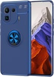 Coque Pour Xiaomi Mi 11 Pro, Flexible Tpu Ultra Fine Aimants Support De Voiture Spécial Housse Avec L'anneau, Bleu+Bleu