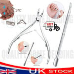 Cuticle Nippers & Cuticle Pusher Set Nail Clipper Cutter Stainless Steel UK