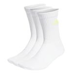 adidas Unisex Kids Cushioned Crew Socks 3 Pairs Socks, White / Lucid Cyan / Lucid Lemon / Lucid Pink, 11-12.5