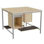 Sybord 134, 1200x1200 mm, höjd 900 mm, björklaminat, silver stativ